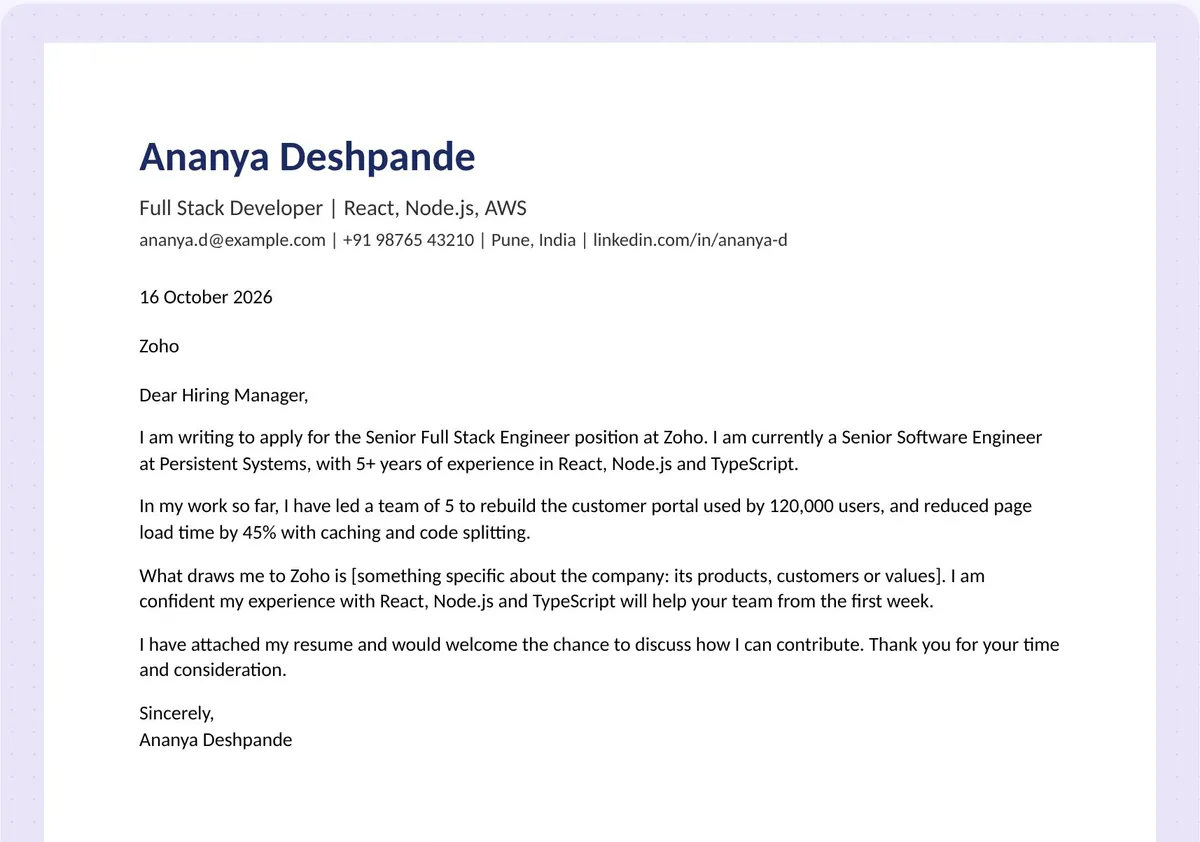 Cover letter preview